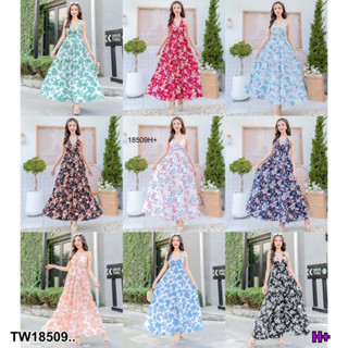 🌸💖เดรสเที่ยว ไปทะเล Dressเดรส แขนกุด มีสายผูกคล้องคอ และสายผูกหลัง ใส่ยางเอวด้านหลัง ผ้าไหมเกาหลี