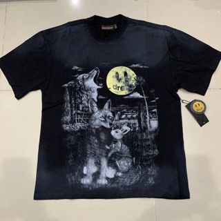 DREW HOUSE BY JUSTIN FULL MOON SS T-SHIRT FADED BLACK เสื้อยืดคอกลมแขนสั้น แบรนด์ดรูเฮาส์ สกรีนรูปหมาป่า พระจันทร์