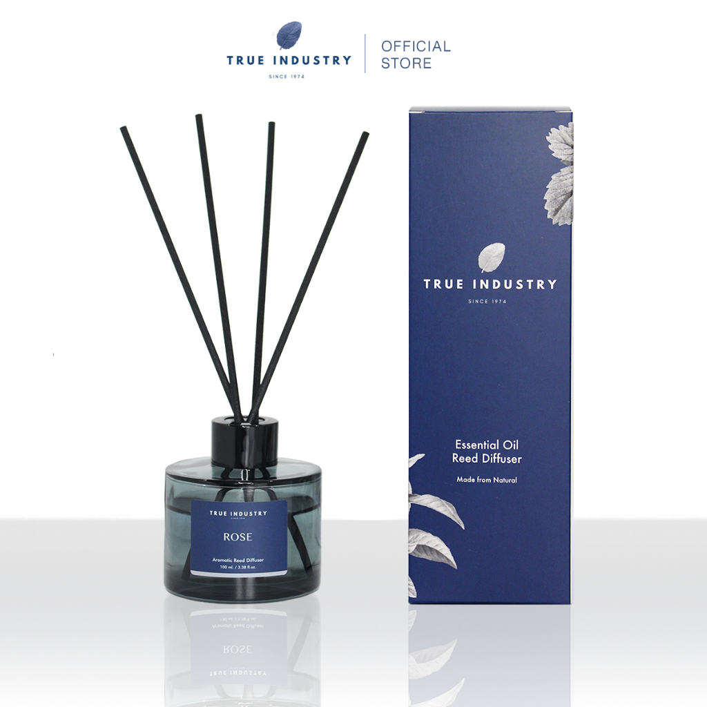 ก้านไม้หอมปรับอากาศ กลิ่นกุหลาบ 100 ml. (Rose Premium Aromatic Reed Diffuser) ฟรี ก้านไม้ไฟเบอร์ 6 ก้าน