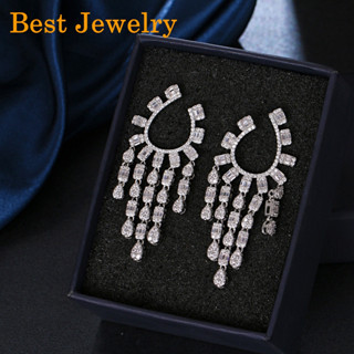 Best Jewelry ต่างหูเพชรระย้าเกรดพรีเมี่ยม ประกายไฟเทียเท่าเพชรแท้ เครื่องประดับออกงาน เกรดสวย สร้อยเพชร รับ dropship