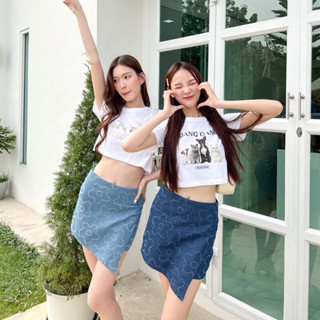 กระโปรงกางเกงยีนส์ปัก Lucy Jeans Skirt (JSK-018)