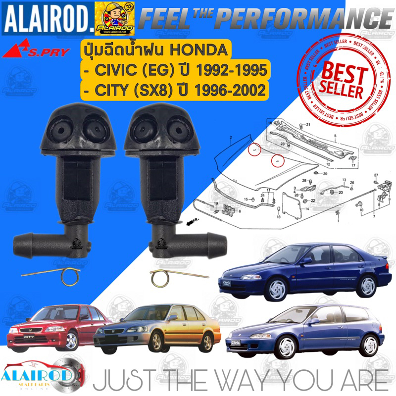 ปุ่มฉีดน้ำฝน HONDA CIVIC (EG) ปี 1992-1995 , CITY TYPE S,TYPE Z (SX8) ปี 1996-2002 ขายเป็นตัว ซีวิค ซิตี้ แบรนด์ S.PRY