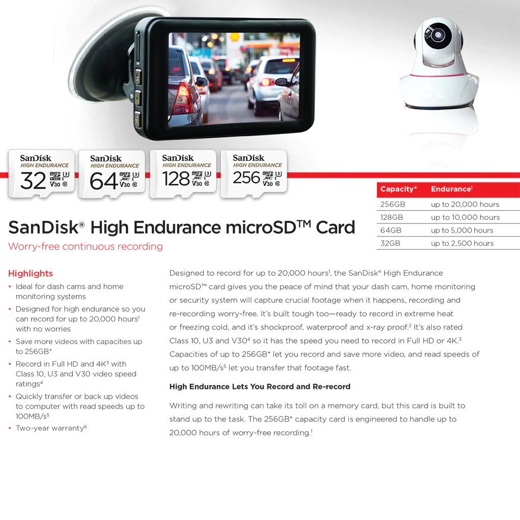 SanDisk High Endurance 32GB 64GB 128GB  256GB microSD Card (SDSQQNR)เมมโมรี่ กล้องติดรถยนต์ วงจรปิด thumbnail 7