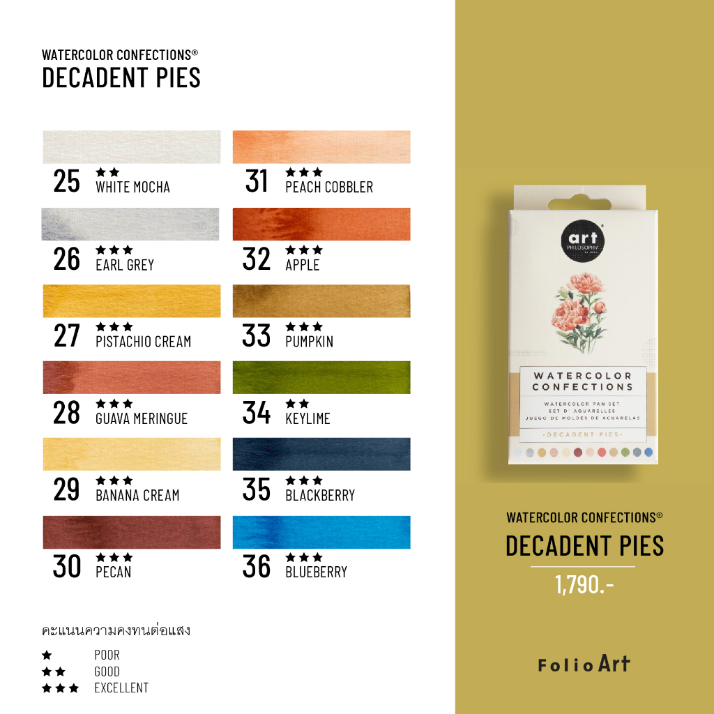 FOLIO ART : Prima Watercolor สีน้ำ Prima รุ่น Decadent Pies สีน้ำสีสดใส เกรดศิลปิน เฉดพิเศษ สีก้อนเม็ดสีละเอียด 899012