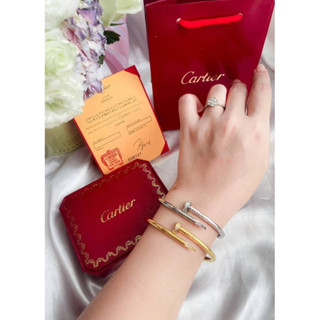 🍓พร้อมส่ง🍓กำไล Cartier ตะปู มีกล่อง อุปกรณ์ครบ งานเลเซอร์แบรนด์เกรดแพง แต่งเพชร กำไล คาเทียร์ สีเงิน ทอง โรสโกลด์