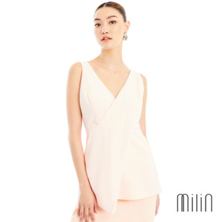 [MILIN] Vivacious Top V Neck Line Front Drape Detail Polyester Sleeveless Top เสื้อแขนกุดคอวีจับจีบป้ายด้านหน้า