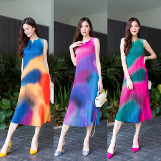 maxi dress ชุดเดรสออกงาน ชุดเดรสอัดพลีท อัดพลีท เดรสไฮโซ