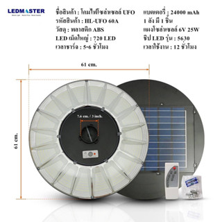 (ใหม่2023)(ประกันแตก) ไฟ UFO โซล่าเซลล์ รุ่น Big Donut XL 61 CM (แบตเตอรรี่ใหม่ แท้)  โคมไฟถนน โคมถนน พลังงานแสงอาทิตย์