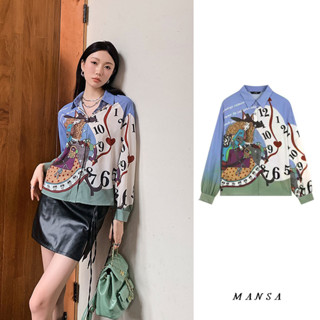 MANSA cartoon print shirt เสื้อเชิ้ตเเขนยาว