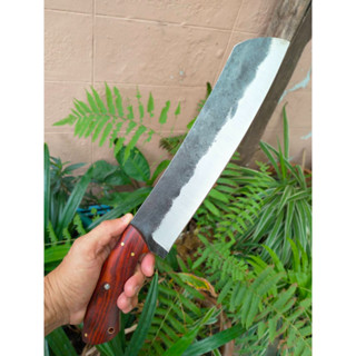 มีดแรมโบ้ (Rambo) มีดคัตติ้ง(Cutting Knife) มีดใบตาย มีดเดินป่า มีดแคมป์ 10.2” sup9 fulltank ผิวไฟ ด้ามพะยูง หมุดโมเสค