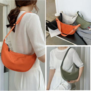 COD STHGB36391 กระเป๋าสะพายข้างสีทึบเรียบง่ายผู้หญิง ผ้าไนลอนกันน้ำ crossbody bag กระเป๋าสพายข้างความจุขนาดใหญ่ซิปลำลอง