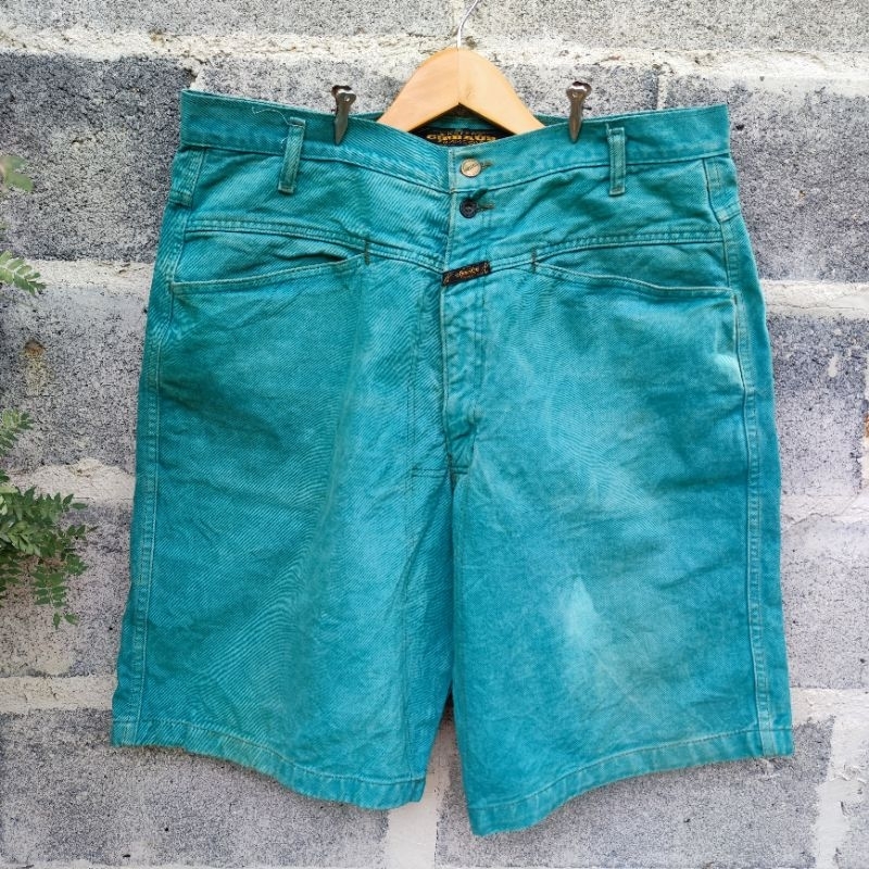 กางเกง Marithe Francois Girbaud Denim Shorts Green Baggy