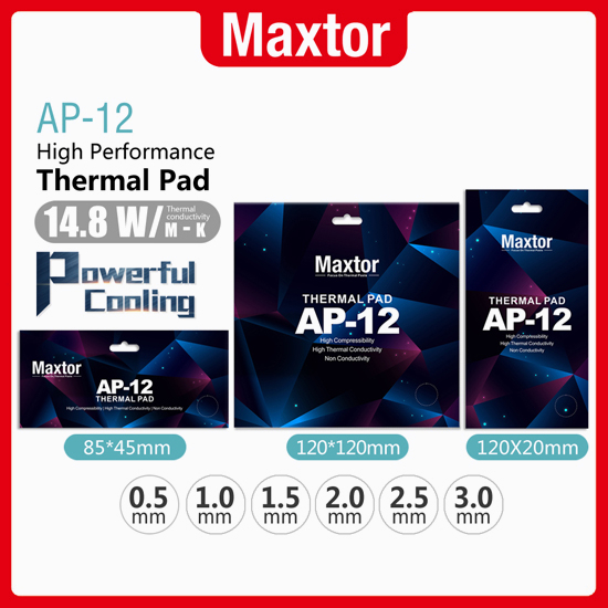 【2023 New Product】Maxtor Thermal Pad AP-12 14.8W/m-k Radiator Thermal Paste for CPU/GPU Cooling Pads