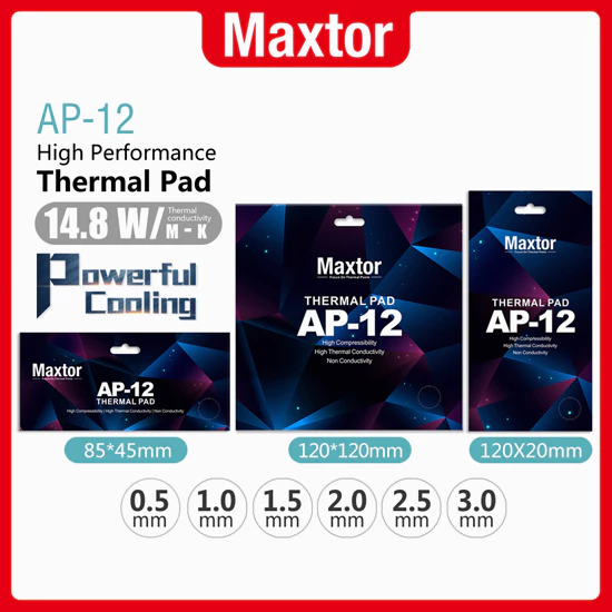 [maxtor Official] Maxtor Thermal Pad AP-12 14.8W/m-k CPU Thermal Pad for laptop ps4 ssd