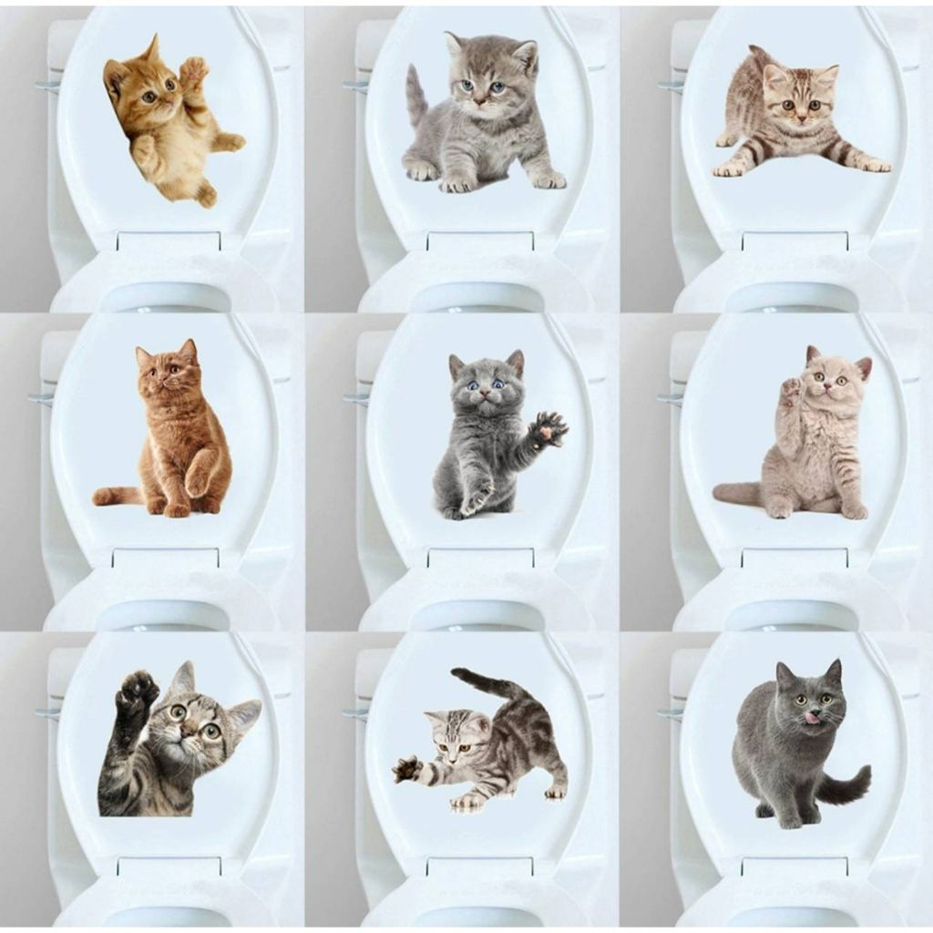 สติกเกอร์ 3D สติกเกอร์ติดผนัง สติกเกอร์ไวนิล วอลเปเปอร์รูปแมว ตกแต่งบ้าน ตู้เย็น ประตู ห้องน้ำ DIY C