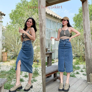 Yuma longskirt denim พร้อมส่ง 🤩🎀 กระโปรงยีนส์ยาวผ้ายืดได้นุ่มสุดๆ