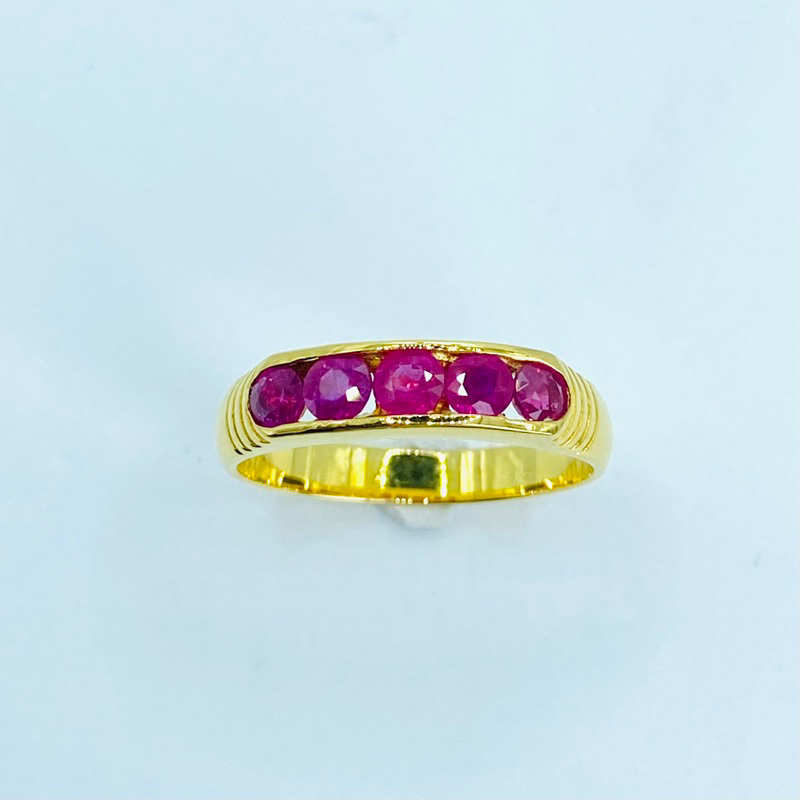 แหวนทอง size 56; แหวนทองแถว พลอยทับทิมพม่า A22820