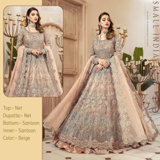 {**ส่งฟรี**} SMALL INDIA 🌷 Wedding Wear Indian &amp; Pakistani Anarkali ชุดเซ็ทเสื้อกางเกง 🌷 Anarkali Suit Set