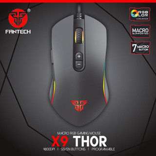 MOUSE (เมาส์) FANTECH X9 THOR GAMING (BLACK) USB / 4800 DPI / 7 Buttons รับประกัน 2 ปี