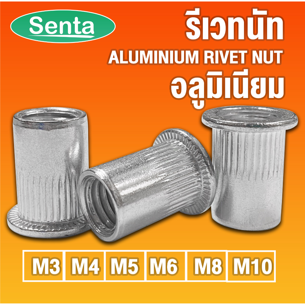 รีเวทนัทอลูมิเนียม อลูมิเนียมรีเวทนัท M3 M4 M5 M6 M8 M10 (ALUMINIUM RIVET NUT) ลูกรีเวท ลูกรีเวทนัท รีเวท