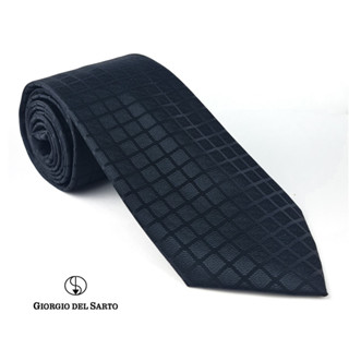 Giorgio Del Sarto Necktie  8.5 cm Black with Fabric Texture เนคไทสีดำมีเท็กเจอร์