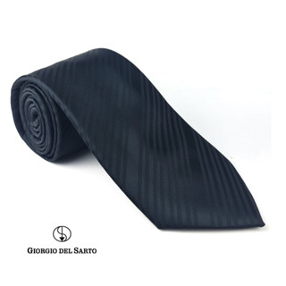 Giorgio Del Sarto Necktie Black 8.5 cm with Fabric Texture เนคไทสีดำมีเท็กเจอร์