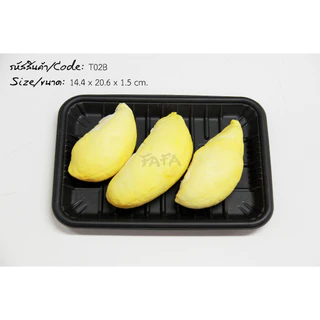 [พร้อมจัดส่งทันที][ไม่มีฝา 50 ใบ] ถาดพลาสติก T-02B สีดำ แช่แข็ง+เข้าไมโครเวฟได้ ถาดเนื้อสไลด์