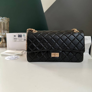 Chanel 2.55 Classic Flap Bag Original Aged Calfskin หนังลูกวัวย่น Chain Reissue สายโซ่ล้วนลมดำ