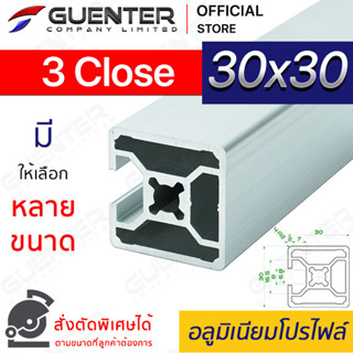 อลูมิเนียมโปรไฟล์ 30×30 3 Close มีหลายขนาด (สั่งตัดได้) ยาวสุด 1 เมตร สินค้ามาตรฐาน คุณภาพดี ราคาถูกสุด [ALPC-33-3C]