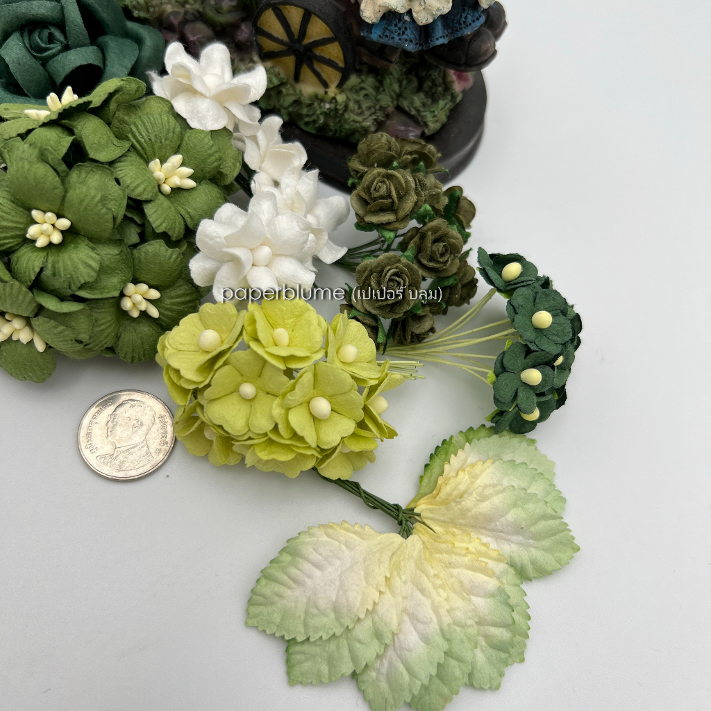 เซ็ท DIY 8 ดีไซน์ รวม 52 ดอก และใบไม้ ดอกไม้กระดาษสา งานประดิษฐ์ งานแต่ง หมั้น เจ้าสาว Paper Flowers - รูปที่ 7
