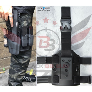 เพลทรัดต้นขา Cytac (Cytac Drop Leg Platform)  ● คุณสมบัติ : 1. สินค้าเป็นเพลตสำหรับย้ายซองปืนมาอยู่บริเวณต้นขา ทำให้ซองป