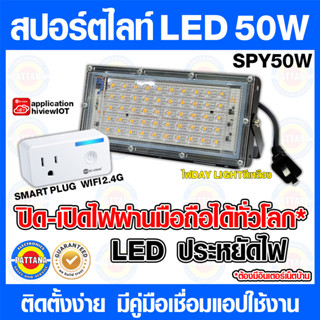 ชุดไฟสปอร์ตไลท์LED 50W ควบคุมผ่านสมาร์ทปลั๊กออนไลน์ เชื่อมแอปง่าย เปิดปิดได้ทั่วโลก