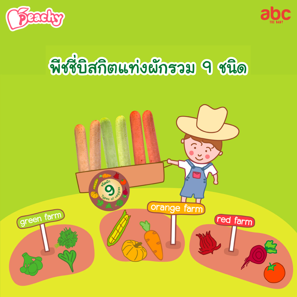 Peachy ขนมเด็ก บิสกิตแท่งผักรวม 9 ชนิด Training Biscuit with Nine Veggies (12 ซอง) สำหรับเด็ก 1 ปีขึ้นไป รูปที่ 7