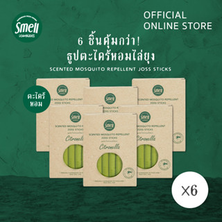 Smell Lemongrass ธูปกันยุงตะไคร้หอม แพ็คคุ้มค่า 6 กล่อง Citronella Mosquito Joss Sticks 6 boxes (Value Pack)