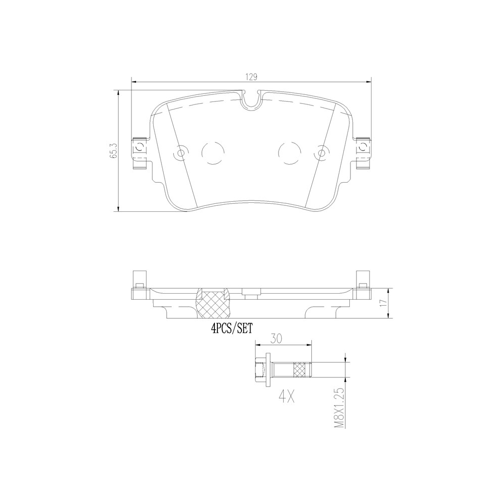 ผ้าดิสเบรคหลัง AUDI A6 C8 A7 2018- A8 D5 2017- E-TRON Q8 2018- Q7 2015- Mild Hybrid Quattro BREMBO