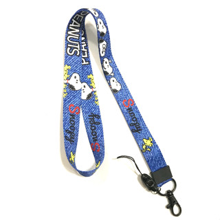 SNOOPY BL สายคล้องคอ สายคล้องบัตร ห้อยโทรศัพท์ ลาย SNOOPY blue น้ำเงิน มีก้ามปู มีห่วงเล็ก ถอดได้ ขนาดกว้าง 2CM     798