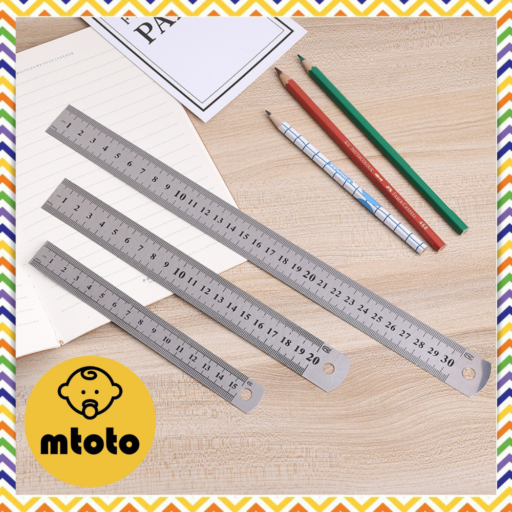 MTOTO ไม้บรรทัด ไม้บรรทัดฟุตเหล็ก Ruler ไม่งอง่าย  มีให้เลือก 2 ขนาด 15 /20 ซม.