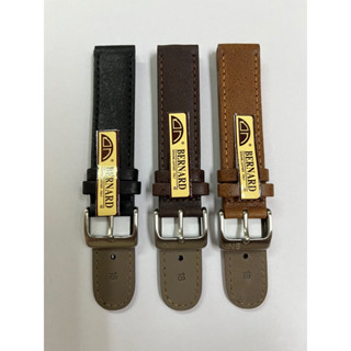 สายนาฬิกาหนังสีดำ/น้ำตาล/แทน ผิวด้านBERNARD ITALIAN LEATHER ขนาด 18/20/22 mm