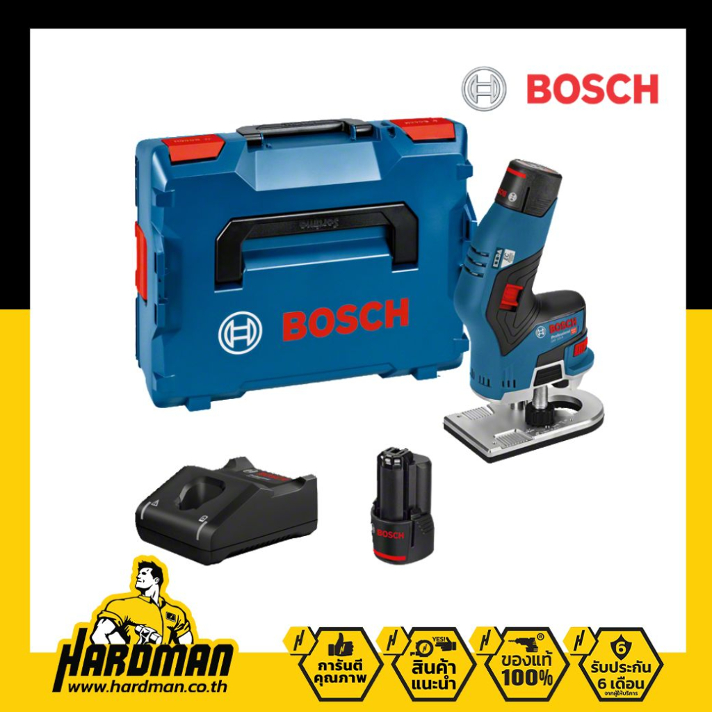 BOSCH GKF 12V-8 Professional เครื่องเซาะร่องไร้สาย แบตเตอรี่ 2 ก้อน #0 601 6B0 000