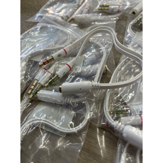 AUX3.5mm(F)To 2(M)  สายแปลงหูฟัง ที่มีพอตเดียว แยกออกเป็น ลำโพง และ ไมค์