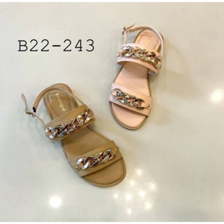 B22-243 รองเท้าแตะสวมหนัง pu นิ่ม สายรัดน่อง ใส่แล้วเก๋มาก