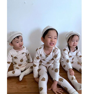 babytk ✨พร้อมส่ง✨  เสื้อ+กางเกงขายาวสีครีม