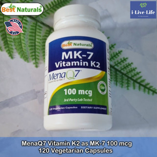 Best Naturals - MenaQ7 Vitamin K2 as MK-7 100 mcg 120 Vegetarian Capsules วิตามินเค 2