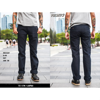 เอวจริง 28 Iron Heart Chino IH-816 Navy กระบอกเล็ก Slim Tapered สภาพสวย