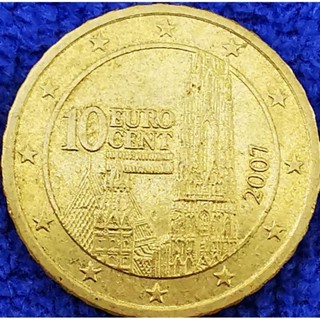 เหรียญ​ยูโร, ออสเตรีย​ Austria, 10 Euro Cent,​ใช้แล้ว, #​1050T