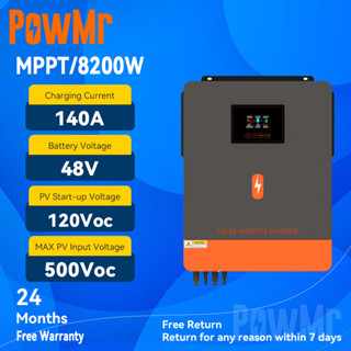 PowMr MPPT 8.2kw on-grid /off-grid hybrid inverter 48Vdc 230VAC PV Panel Input 500vdc Pure Sine Wave Solar Inverter 140A Solar Controller