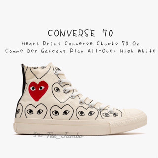 รองเท้า Heart Print Converse Chucks 70 Ox Comme Des Garcons Play All-Over High Whit 🌲🔥 สินค้าพร้อมกล่อง