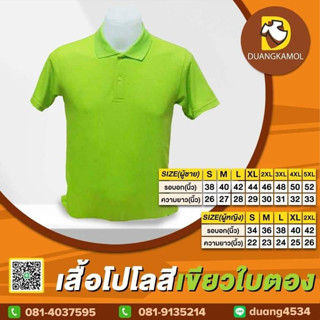 เสื้อโปโล สีเขียวใบตอง