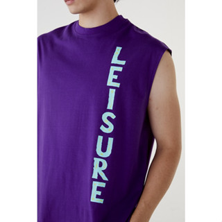 (LEISURE PROJECTS)  LEISURE TRIBAL SLEEVELESS T-SHIRT  เสื้อยืดเเขนกุดทรง oversize พิมพ์ลาย  ILLUSTRATION