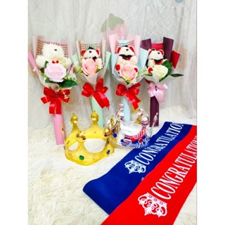 เซตดอกไม้ปัจฉิม (คละสี) สายสะพาย มงกุฎปัจฉิม เซตคู่สุดคุ้ม ซ…